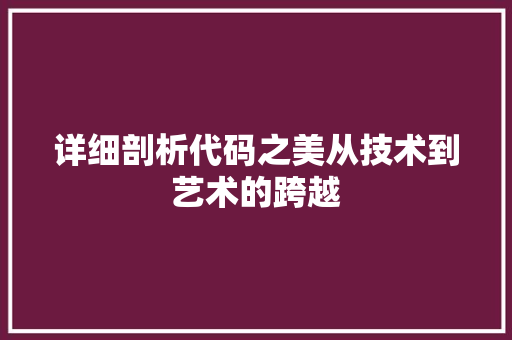 详细剖析代码之美从技术到艺术的跨越