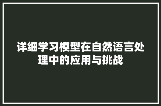 详细学习模型在自然语言处理中的应用与挑战