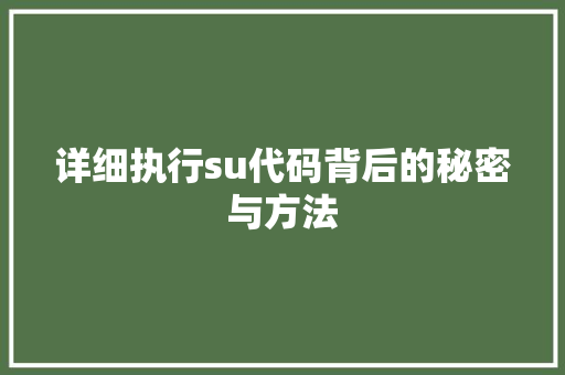 详细执行su代码背后的秘密与方法