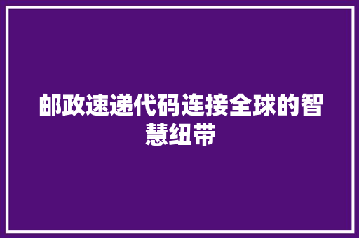 邮政速递代码连接全球的智慧纽带
