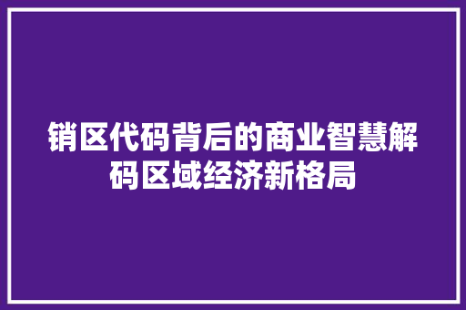 销区代码背后的商业智慧解码区域经济新格局