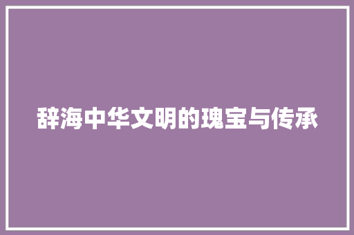 辞海中华文明的瑰宝与传承
