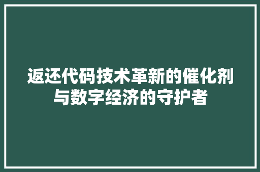返还代码技术革新的催化剂与数字经济的守护者