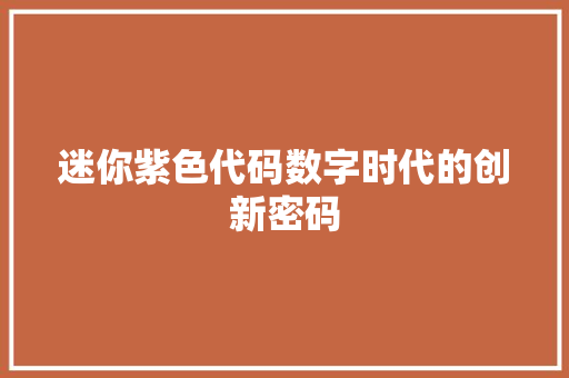 迷你紫色代码数字时代的创新密码