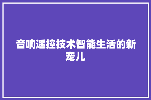 音响遥控技术智能生活的新宠儿