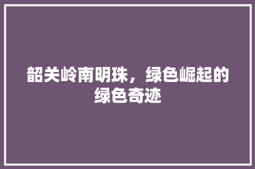韶关岭南明珠，绿色崛起的绿色奇迹