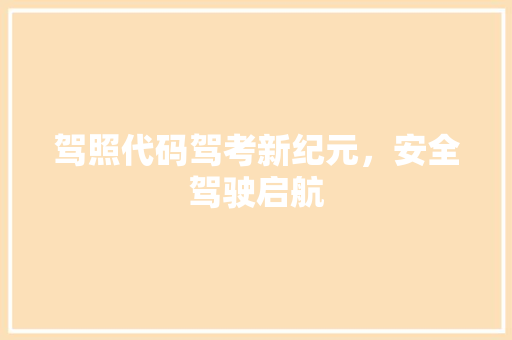 驾照代码驾考新纪元，安全驾驶启航