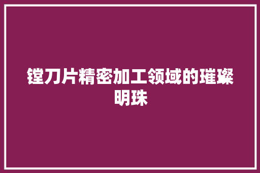 镗刀片精密加工领域的璀璨明珠
