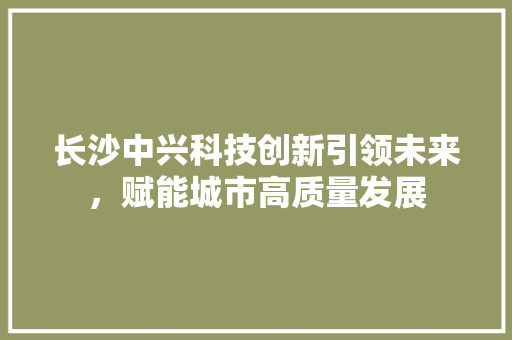 长沙中兴科技创新引领未来，赋能城市高质量发展