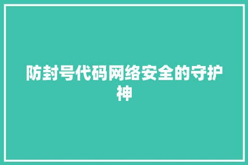 防封号代码网络安全的守护神