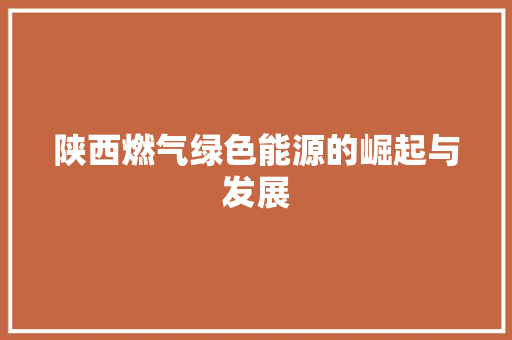 陕西燃气绿色能源的崛起与发展