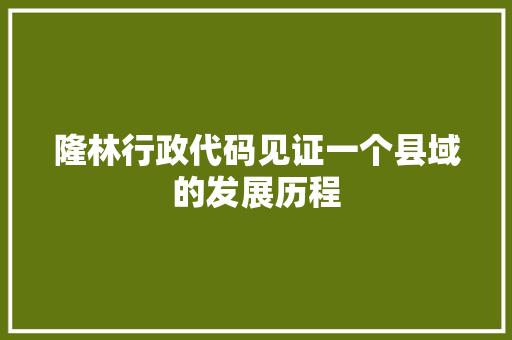 隆林行政代码见证一个县域的发展历程