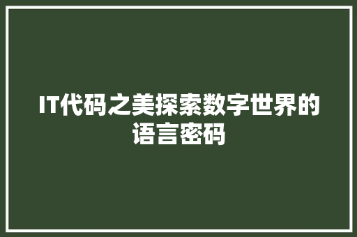 IT代码之美探索数字世界的语言密码