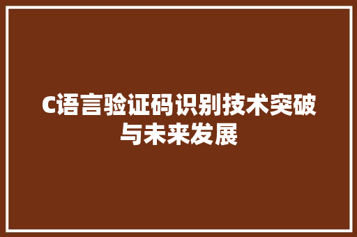C语言验证码识别技术突破与未来发展