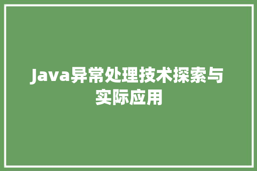 Java异常处理技术探索与实际应用