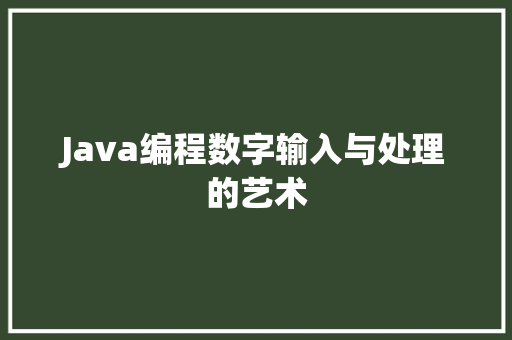 Java编程数字输入与处理的艺术