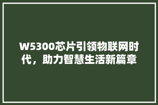 W5300芯片引领物联网时代，助力智慧生活新篇章