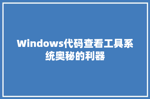 Windows代码查看工具系统奥秘的利器