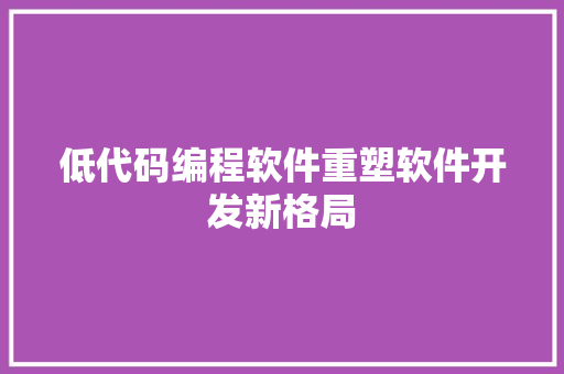 低代码编程软件重塑软件开发新格局