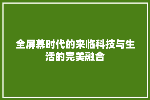 全屏幕时代的来临科技与生活的完美融合