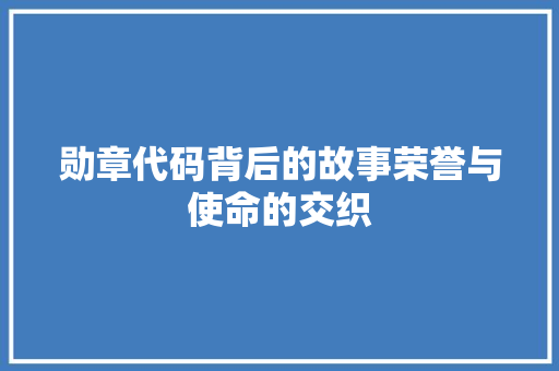 勋章代码背后的故事荣誉与使命的交织