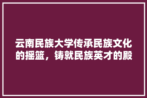 云南民族大学传承民族文化的摇篮，铸就民族英才的殿堂