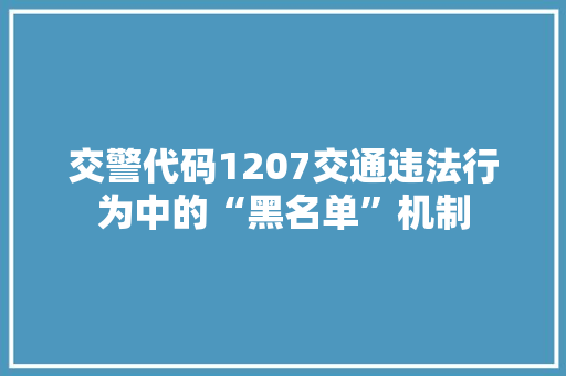 交警代码1207交通违法行为中的“黑名单”机制