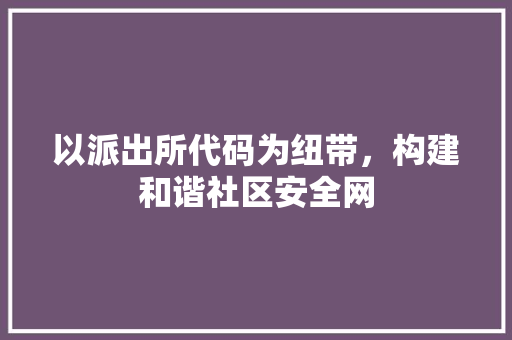 以派出所代码为纽带，构建和谐社区安全网