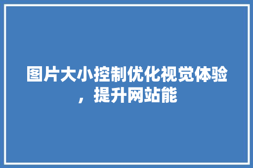 图片大小控制优化视觉体验，提升网站能