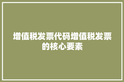 增值税发票代码增值税发票的核心要素
