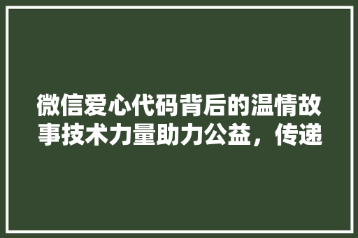 微信爱心代码背后的温情故事技术力量助力公益，传递爱与关怀
