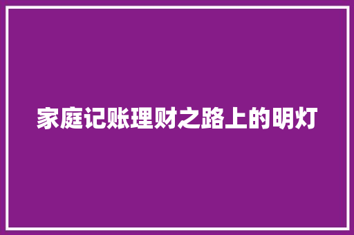家庭记账理财之路上的明灯
