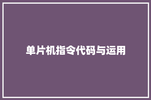 单片机指令代码与运用
