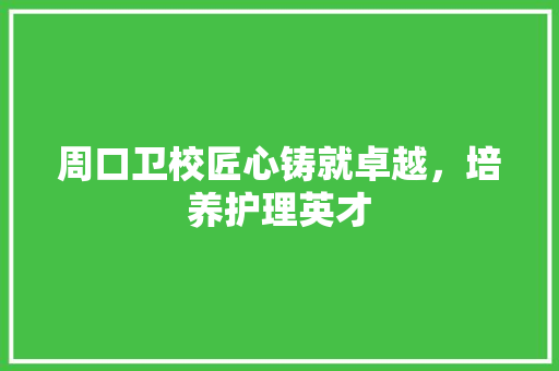 周口卫校匠心铸就卓越，培养护理英才