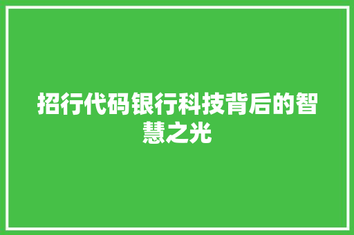 招行代码银行科技背后的智慧之光