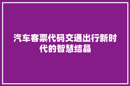 汽车客票代码交通出行新时代的智慧结晶