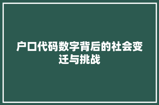 户口代码数字背后的社会变迁与挑战