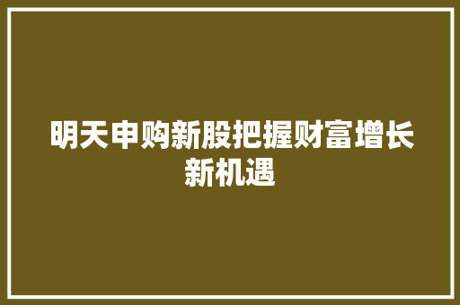 明天申购新股把握财富增长新机遇