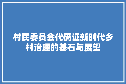 村民委员会代码证新时代乡村治理的基石与展望