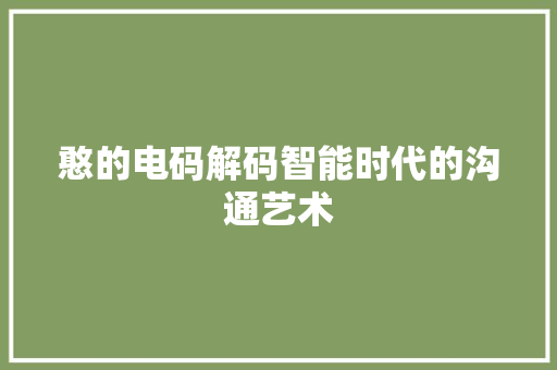 憨的电码解码智能时代的沟通艺术