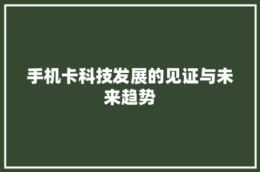 手机卡科技发展的见证与未来趋势