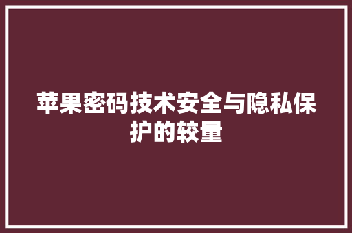 苹果密码技术安全与隐私保护的较量