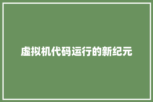 虚拟机代码运行的新纪元