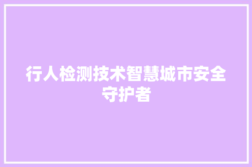 行人检测技术智慧城市安全守护者