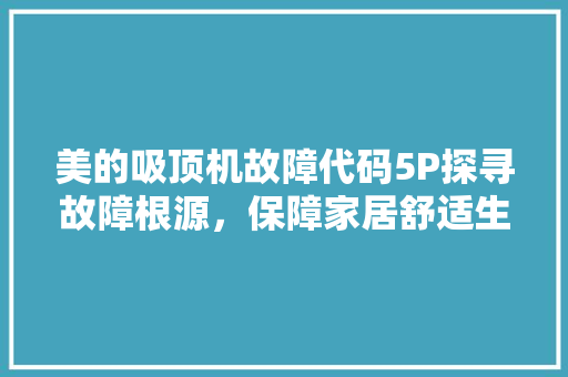 美的吸顶机故障代码5P探寻故障根源，保障家居舒适生活