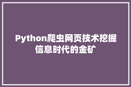 Python爬虫网页技术挖掘信息时代的金矿