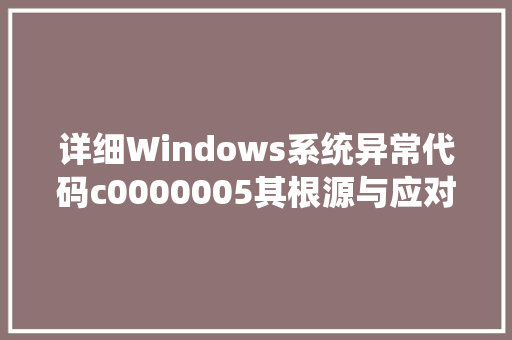 详细Windows系统异常代码c0000005其根源与应对步骤