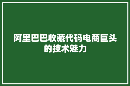 阿里巴巴收藏代码电商巨头的技术魅力