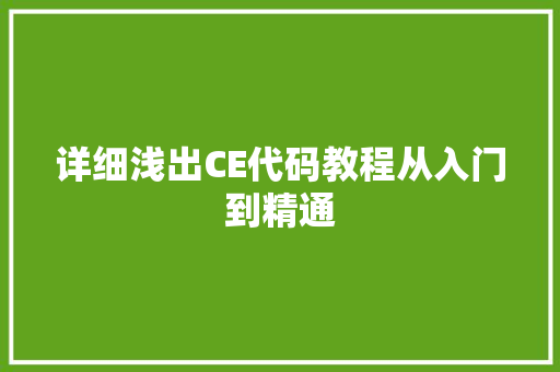详细浅出CE代码教程从入门到精通