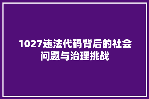 1027违法代码背后的社会问题与治理挑战